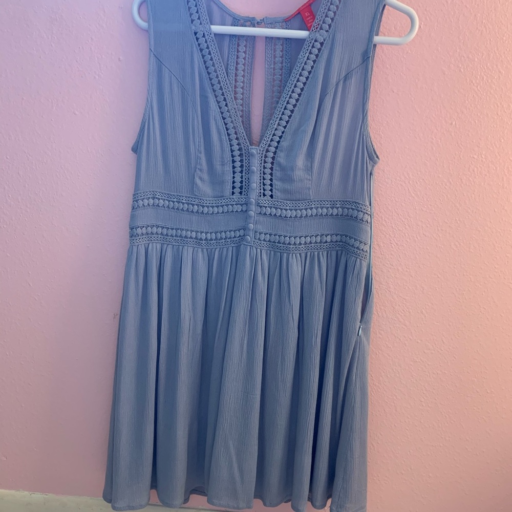 Lavender dress with embroidered circles